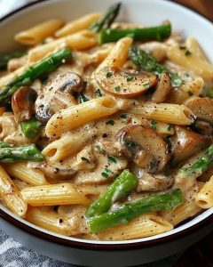 Creamy Mushroom and Asparagus Chicken Penne – Easy Yum